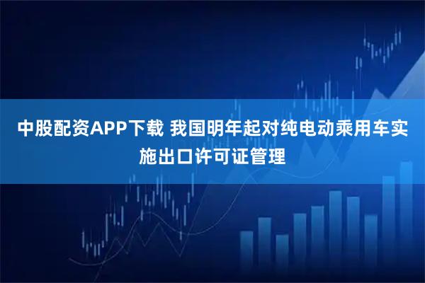 中股配资APP下载 我国明年起对纯电动乘用车实施出口许可证管理