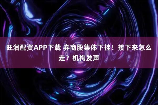 旺润配资APP下载 券商股集体下挫！接下来怎么走？机构发声